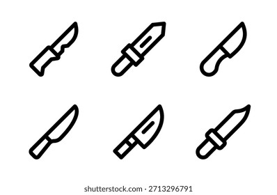 Sharp Knife Icon Set – Detailed Kitchen Cutting Tool and Culinary Symbol Collection for Cooking, Restaurant, and Food Design
