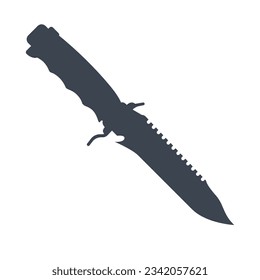 Scharfe Messer Silhouette Vektorgrafik. Cartoon Zeichnung von Polizei- oder Militärwaffen für Spiele einzeln auf weißem Hintergrund. Waffen, militärisches Konzept