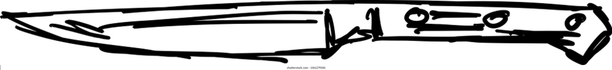 scharfe Messerkizze, Illustration, Vektorgrafik auf weißem Hintergrund.