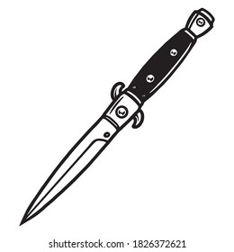 einfarbige Schärfmesser-Vintage-Vorlage einzeln auf scharfem Messer, Vektorgrafik