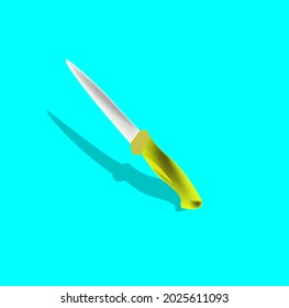 Sharp knife with yellow handle vector model
