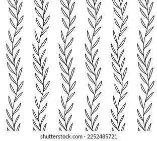 Sharp leaves seamless pattern. Plants seamless pattern with herringbone leaves