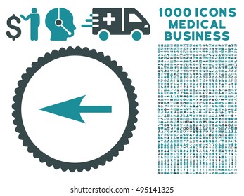 Sharp Left Arrow icon with 1000 medical commercial soft blue vector pictographs. Design style is flat bicolor symbols, white background.