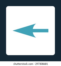 Sharp Left Arrow icon from Primitive Buttons OverColor Set. This rounded square flat button is drawn with blue and white colors on a dark blue background.