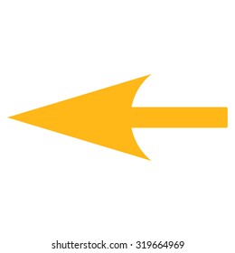 Sharp Left Arrow icon from Primitive Set. This isolated flat symbol is drawn with yellow color on a white background.