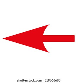 Sharp Left Arrow icon from Primitive Set. This isolated flat symbol is drawn with red color on a white background.