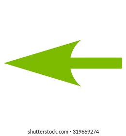 Sharp Left Arrow icon from Primitive Set. This isolated flat symbol is drawn with eco green color on a white background.