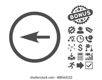 Sharp Left Arrow pictograph with bonus pictures. Vector illustration style is flat iconic symbols, gray color, white background.