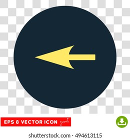 Sharp Left Arrow round icon. Vector EPS illustration style is flat iconic bicolor symbol, yellow and dark blue colors, transparent background.