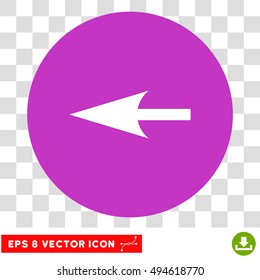 Sharp Left Arrow round icon. Vector EPS illustration style is flat iconic bicolor symbol, white and violet colors, transparent background.