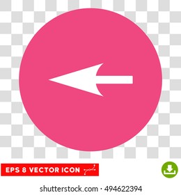 Sharp Left Arrow round icon. Vector EPS illustration style is flat iconic bicolor symbol, white and pink colors, transparent background.