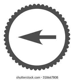 Sharp Left Arrow round stamp icon. This flat vector symbol is drawn with gray color on a white background.
