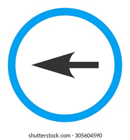 Sharp Left Arrow vector icon. This rounded flat symbol is drawn with blue and gray colors on a white background.