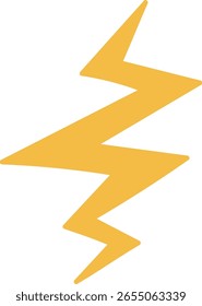 A sharp lightning bolt with jagged edges in a bold style. The zigzag pattern creates a dynamic and energetic look. Cartoon vector illustration.