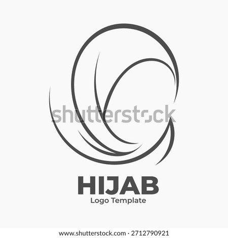 Sharp line art hijab logo vector featuring an elegant feminine silhouette, modern template design suitable for modest fashion and branding.