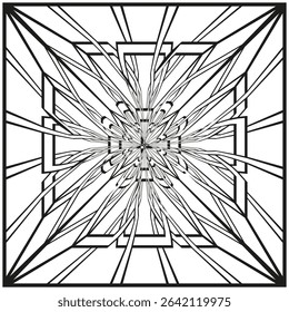 Sharp line burst. Radial star shape. Abstract geometric form. Vector linear design.
