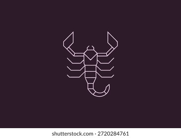 A sharp line scorpion logo with clean segmented forms and raised tail, representing defense, alertness, and controlled power