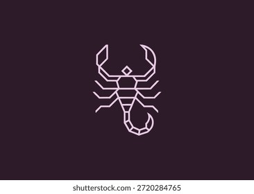 A sharp line scorpion logo with clean segmented forms and raised tail, representing defense, alertness, and controlled power