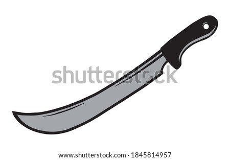 Sharp machete vintage template on white background isolated vector illustration
