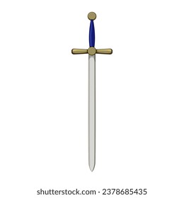 sharp medieval sword cartoon. knife knight, old handle, war iron sharp medieval sword sign. isolated symbol vector illustration