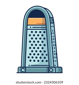Sharp metal grater shreds fresh vegetables easily icon isolated