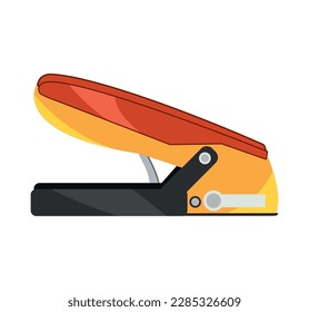 Sharp metal stapler punches holes in paper icon isolated