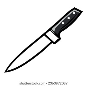 Sharp metallic knife illustration over white