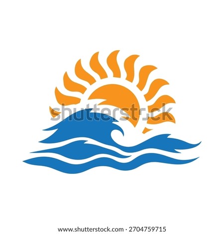 Sharp Minimalist Wave Crest Logo Under A Flat Sun Disc Shape