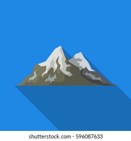 Sharp mountains, on the tops of which the snow melts.Different mountains single icon in flat style vector symbol stock illustration.