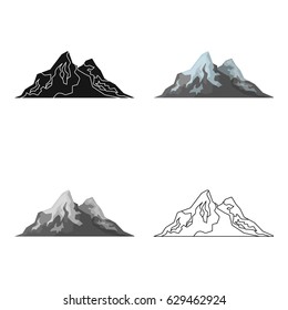 Sharp mountains, on the tops of which the snow melts.Different mountains single icon in cartoon style vector symbol stock illustration.