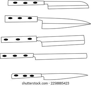 Sharp...do not touch! Chef's kitchen knife isolated on white background ,included clipping pathVector illustration meat cutting knives set. Set of butcher meat knives for butcher shop and design butch