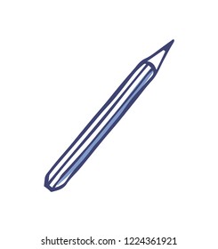 Sharp pencil for writing office supply vector. Isolated icon of tool to record information down on paper. Stylo with graphite monochrome sketch outline