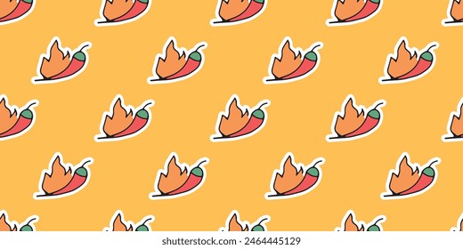 sharp. pepper. Chile. spicy food. tasty. the restaurant menu. the pattern. seamless pattern. seamless. Doodle. retro palette.