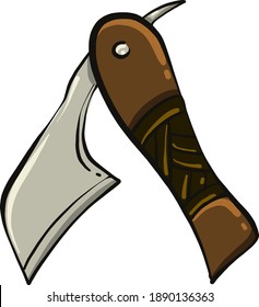 Cuchillo de bolsillo nítido, ilustración, vector de fondo blanco