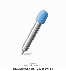 Sharp pointed metal scribe with ergonomic blue grip for marking