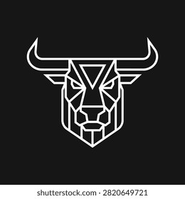 Sharp polygonal cattle icon for modern tech or security companies.