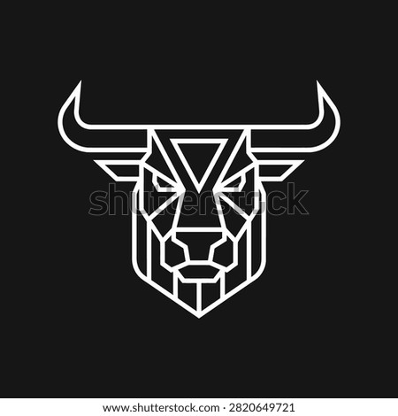 Sharp polygonal cattle icon for modern tech or security companies.