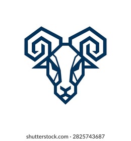 Sharp polygonal ram head illustration ideal for strength-based corporate identities.