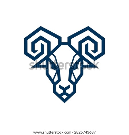 Sharp polygonal ram head illustration ideal for strength-based corporate identities.