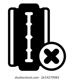 Sharp razor blade ban solid icon, prohibited items concept. Vector graphics. Razor blade forbidden sign on white background, glyph style mobile or design