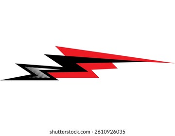 Sharp red and black sports design element for a sports car, boat, toy, sportswear.  Vector background. Arrow. Racing pattern. Speed. Vinyl application. Strip