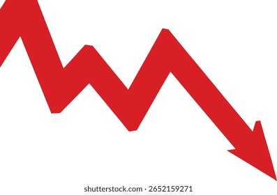 Sharp red downward trending arrow graph indicating decline and loss