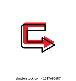 Sharp right turn flat icon. Design template vector