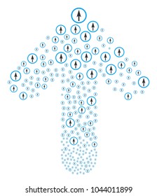 Sharp Rounded Arrow collage done in the set of ahead path arrow. Ahead directed arrow composition composed from sharp rounded arrow objects.