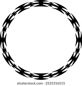 A sharp and rugged vector illustration of a circular barbed wire. Perfect for logos, emblems, or t-shirt designs, symbolizing strength, protection, and resilience with a tough, industrial look