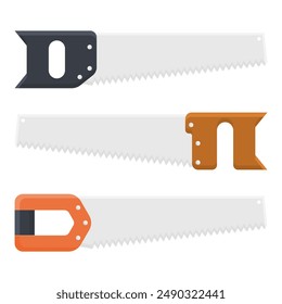 Sharp Saw Illustration. Wood Saw Design. Vector Carpenter Tools. Handsaw.