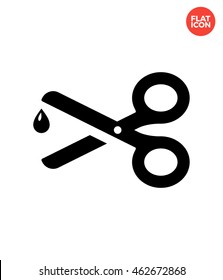 Sharp scissors Icon Flat Style Isolated Vector Illustration