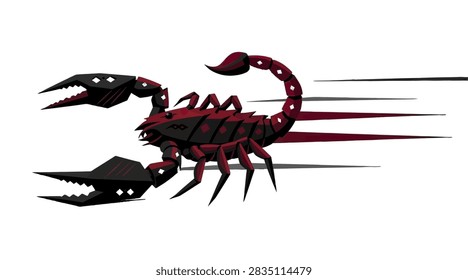 Sharp scorpion vector art showing speed and danger through aggressive lines and dark tones.