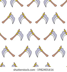 sharp scythe seamless pattern textile print. Great for summer vintage fabric, scrapbooking, wallpaper, giftwrap. repeat pattern background design
