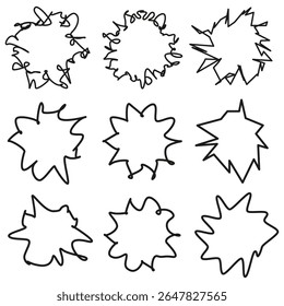 Sharp shape icon. Star edge figures. Abstract spiky forms. Vector black outline.